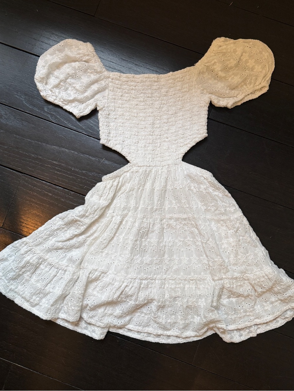 Katie J Tween Girls Phoenix White Eyelet Puff Sleeve Cutout Dress